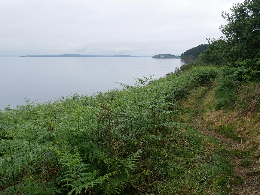 Marche le long de la falaise ; vue vers Lanvéoc