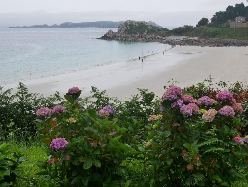 Perros Guirec ; plage de Trestrignel et pointe du château