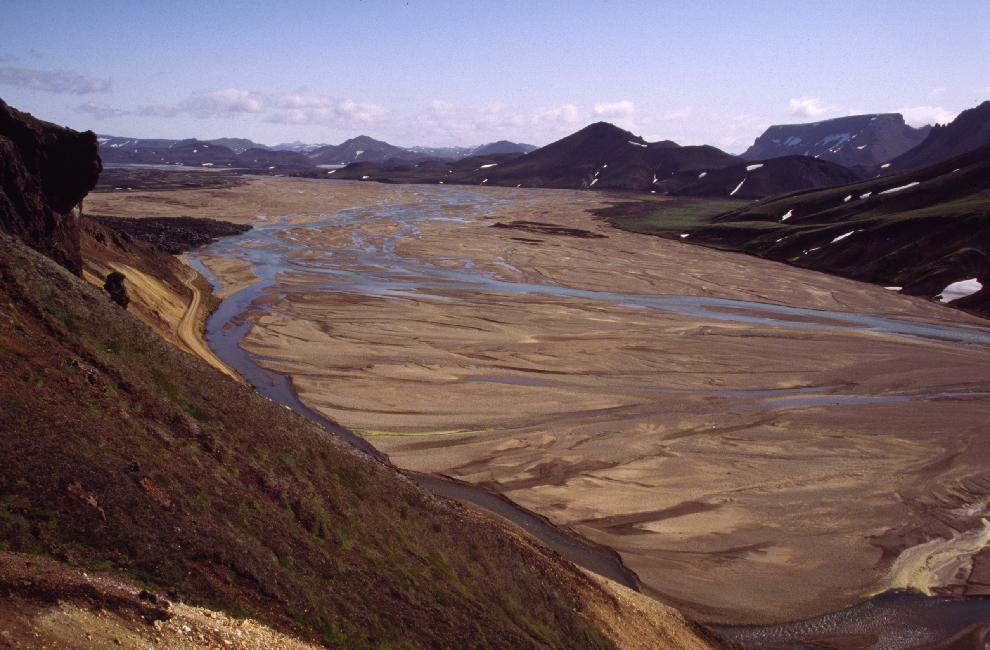 Landmannalaugar : vue vers les plaines humides 
